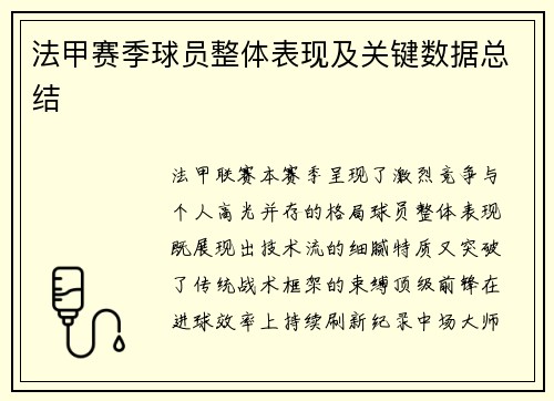 法甲赛季球员整体表现及关键数据总结